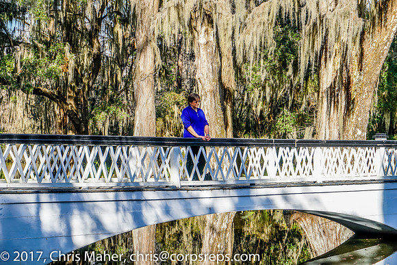 005-Donna on Bridge in Magnolia Plantation