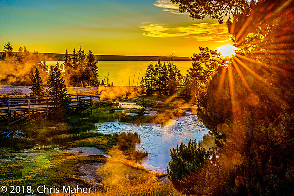 047-Sunrise at West Thumb Geyser Basin - Yellowstone